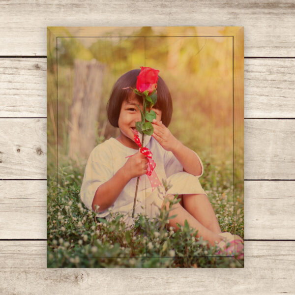 8x10 Child and Flower Photo Wood Print