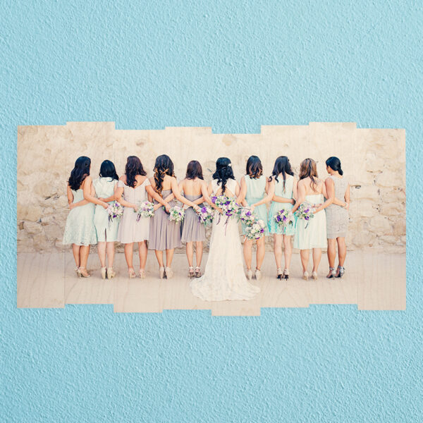 24x12 bridal party on a staggered wood photo print