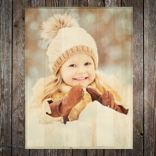30x40 Little girl in snow large photo wood print