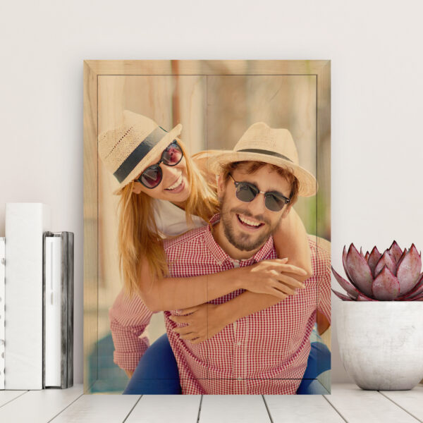 10x14 Happy Couple photo on wood